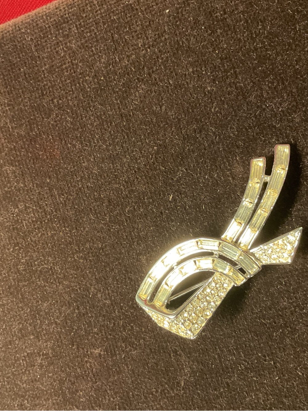 Elegant Trifari Silver Tone Crystal Statement Brooch - Sparkling Accent